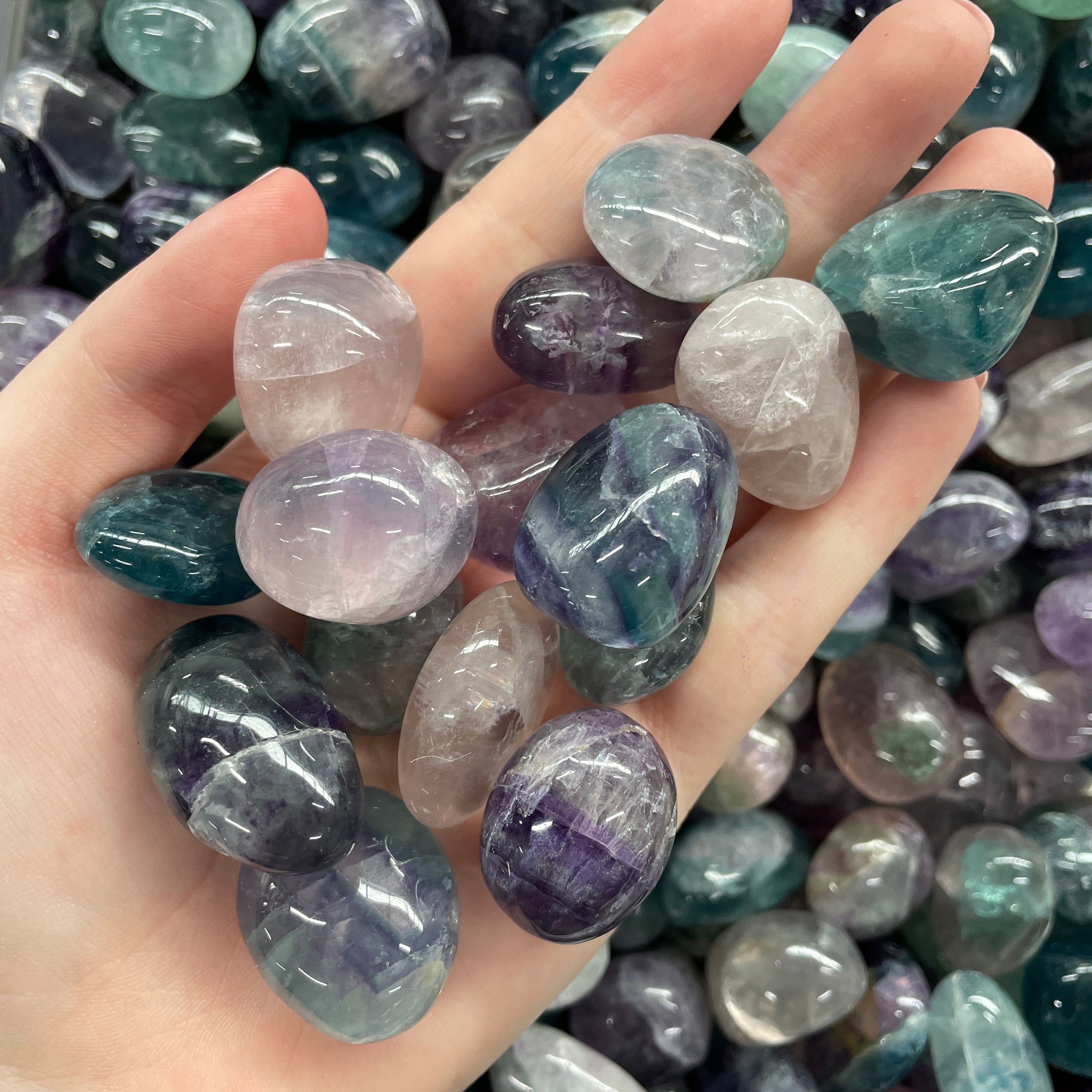 Rainbow Fluorite Tumbled - AAA - 1KG Rainbow Fluorite Tumbled - AAA - 1KG